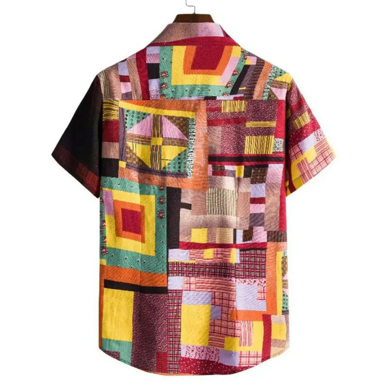 

Men Short Sleeve Button Down Shirt Blouse Summer Casual Loose Beach T-shirt Top