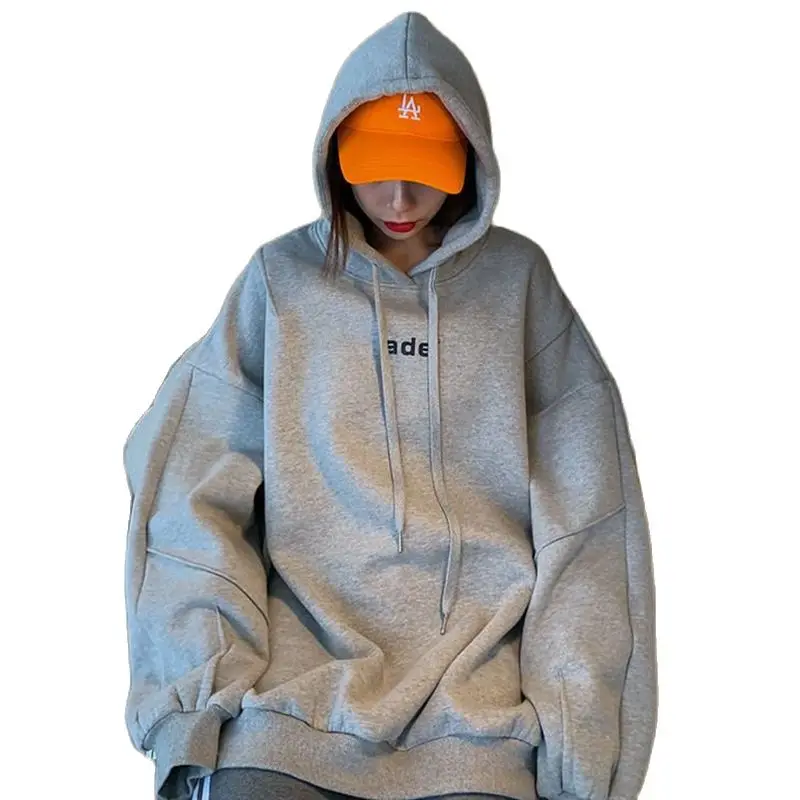 

England Street Plus Size Long Hoodies Hip Hop Top Women Fleece Green Hooded Sweatshirts Pullovers Fashion Letter Autumn Winter