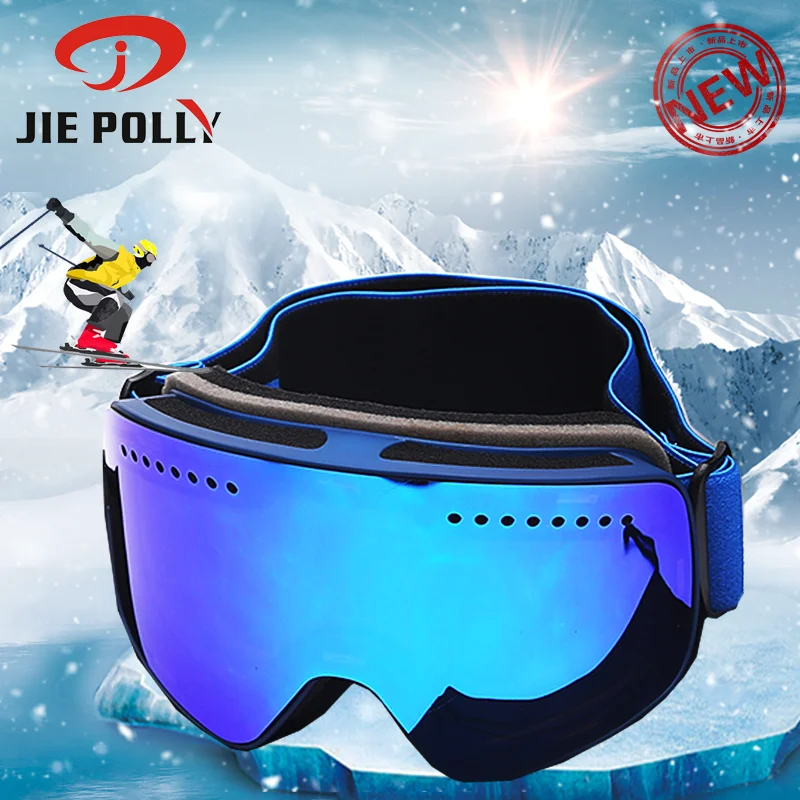 JIE POPPLY Magnetic Ski Glasses Double Lens ski goggles double layers UV400 anti-fog protective glasses mask skiing For men | Спорт и