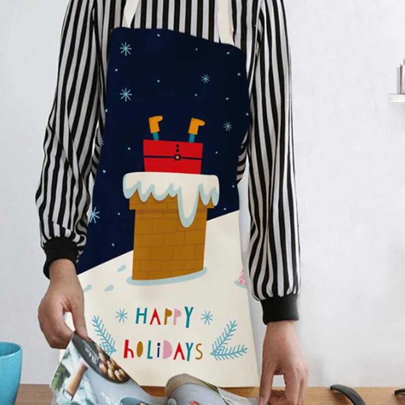 

1Pcs Red Christmas Aprons Adult Santa Claus Aprons Women and Men Dinner Party Decor Home Kitchen Cooking Baking Cleaning Apron