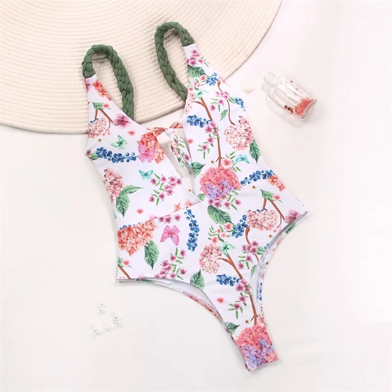 Слитный купальник Zrtak с рюшами женский пляжный сексуальный открытой спиной и пуш