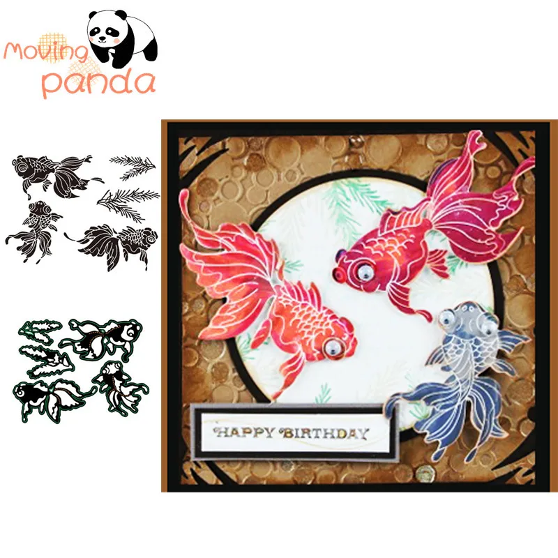 MovingPanda JC108 набор штампов с прозрачным креплением в виде золотой рыбки