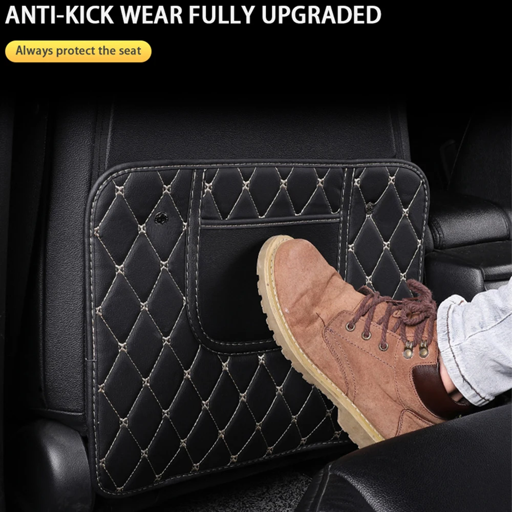 

PU Leather Anti-Child-Kick Pad for Car Waterproof Seat Back Protector Cover Universal Auto Anti Mud Dirt Pads with Storage Bag