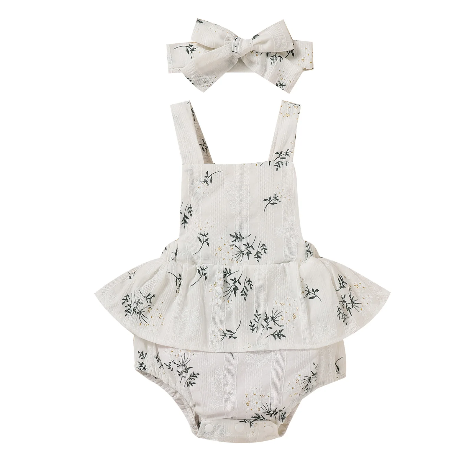 

Летняя одежда для маленьких девочек, комплект из 2 предметов, платье-пачка с цветочным рисунком и повязка на голову