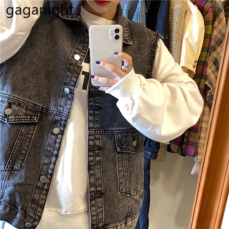 Джинсовая майка Gaganight женская с V-образным вырезом Повседневная Свободная