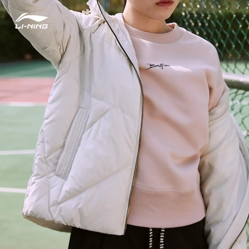 Li-Ning женский баскетбольный свитер BAD FIVE, свободный крой, Комфортный пуловер с подкладкой, спортивный свитер для отдыха, толстовки AWDN806 WWW992