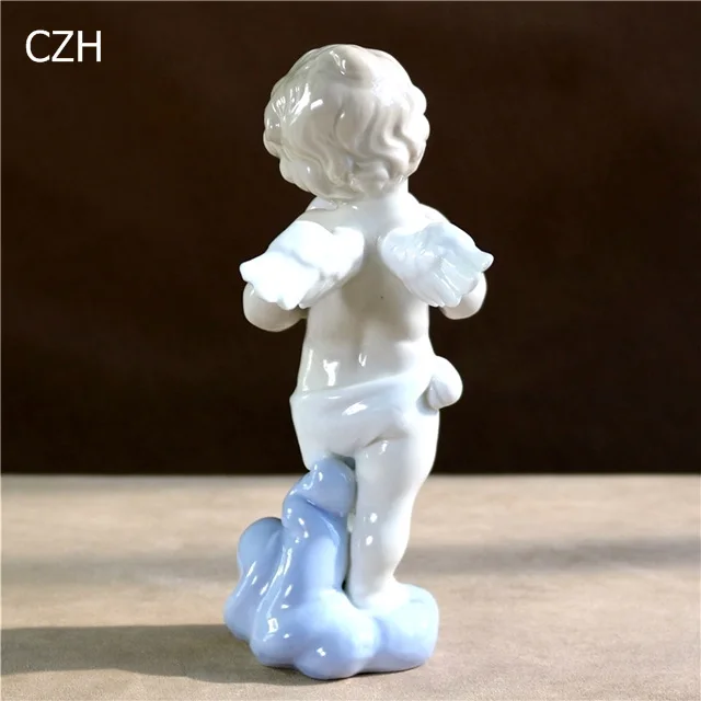 6,5 ''фарфоровая статуэтка Купидона любовь, керамическая фигурка Ангела в виде сердца, миниатюрное настольное украшение, украшение ремесленника, подарок, интерьер