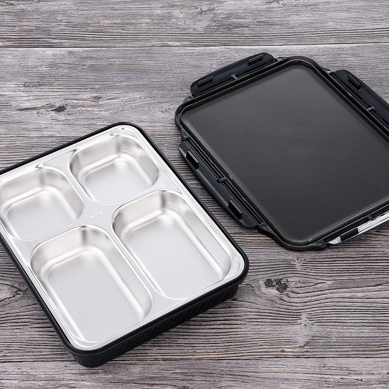 Stainless Steel Lunch Box Bento Boxes Leak proof Japanese Food Container Thermal Lunchbox Adult Children 4 Grid | Дом и сад