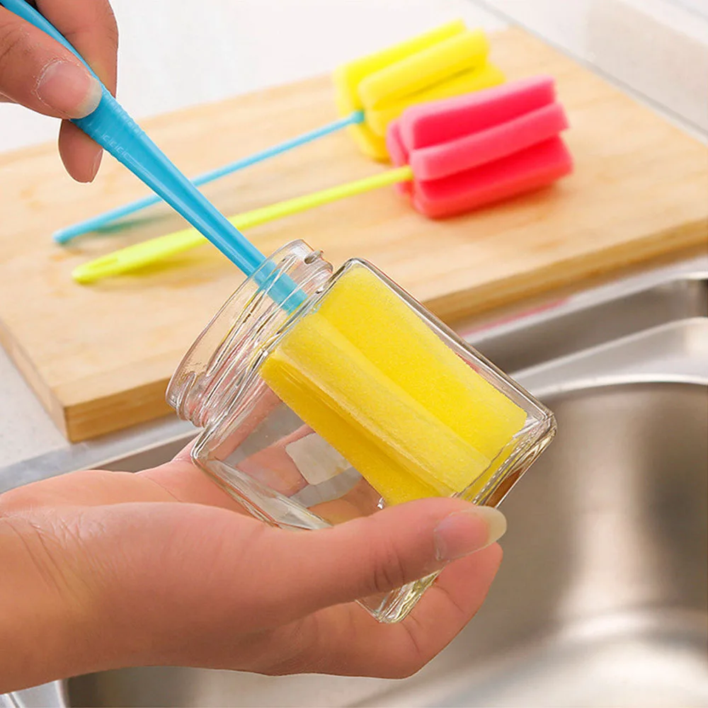 

1PCS Sponge Bottle Cup Brush Sponge Cup Brush Glass Bottle Cleaning Removable Kitchen Glass Cleaning Brush Magic Sponge