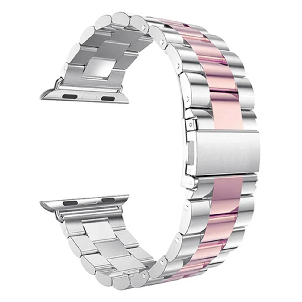 Ремешок из нержавеющей стали для Apple Watch band 44 мм 40 металлический роскошный браслет