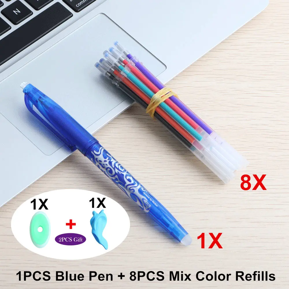 1Set Mix Colors 9 шт./компл. 0,5 мм стираемая ручка, гелевая ручка стержень сменный гелевый для школьных принадлежностей студент письменный стол/канцелярские ручки для детского подарка - Цвет: 1Set Mix Colors
