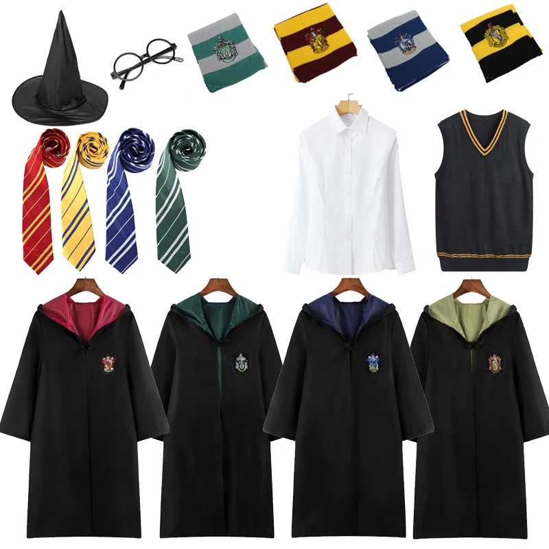

Magic Movie Wizards Cosplay Suits Hogwartes School Uniform Women Girls Halloween Costume 10 Pcs