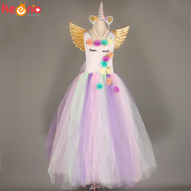 Пастельное платье-пачка с единорогом для девочек детское праздвечерние чное