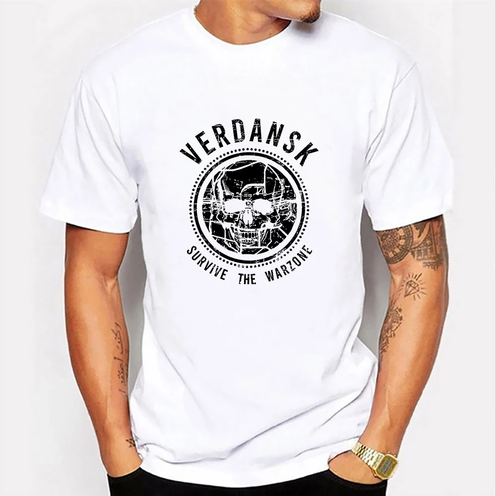 

Summer Casual Funny Letter Print Fashion T Shirts for Men Verdansk Survive The Warzone Mens Clothing O-neck Graphic T Shirts Men