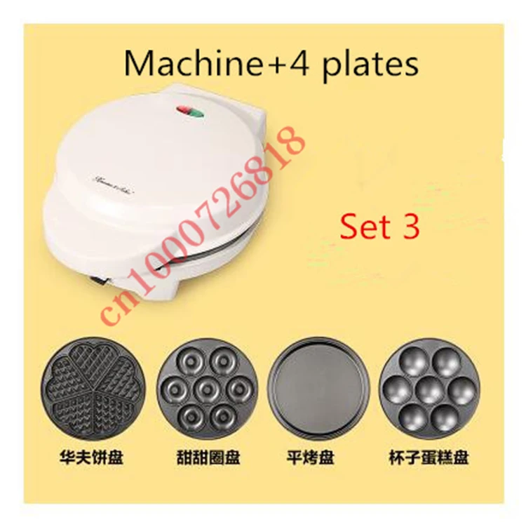 fixed 4 plates 220 В DIY многофункциональная бытовая электрическая вафельница для яичных шариков машина для приготовления кексов для завтрака EU/AU/UK - Цвет: fixed 4 plates