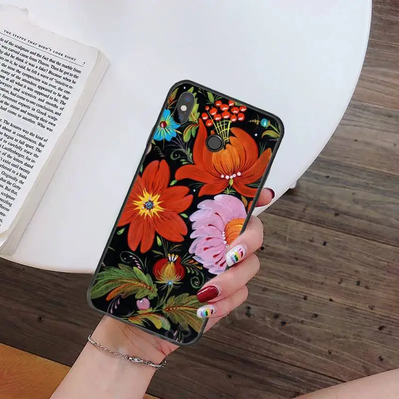 

Fashion Retro Style Flowers Phone Case For Xiaomi Redmi note 7 8 9 t max3 s 10 pro lite Luxury brand shell funda coque