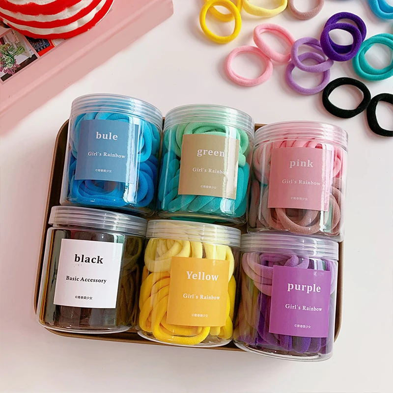 

50Pcs/Box Ponytail Holder Hair Rubber Bands High Elastic Seamless Scrunchies Pack Hair Rope Thick Hair Band Head Rope Headwear