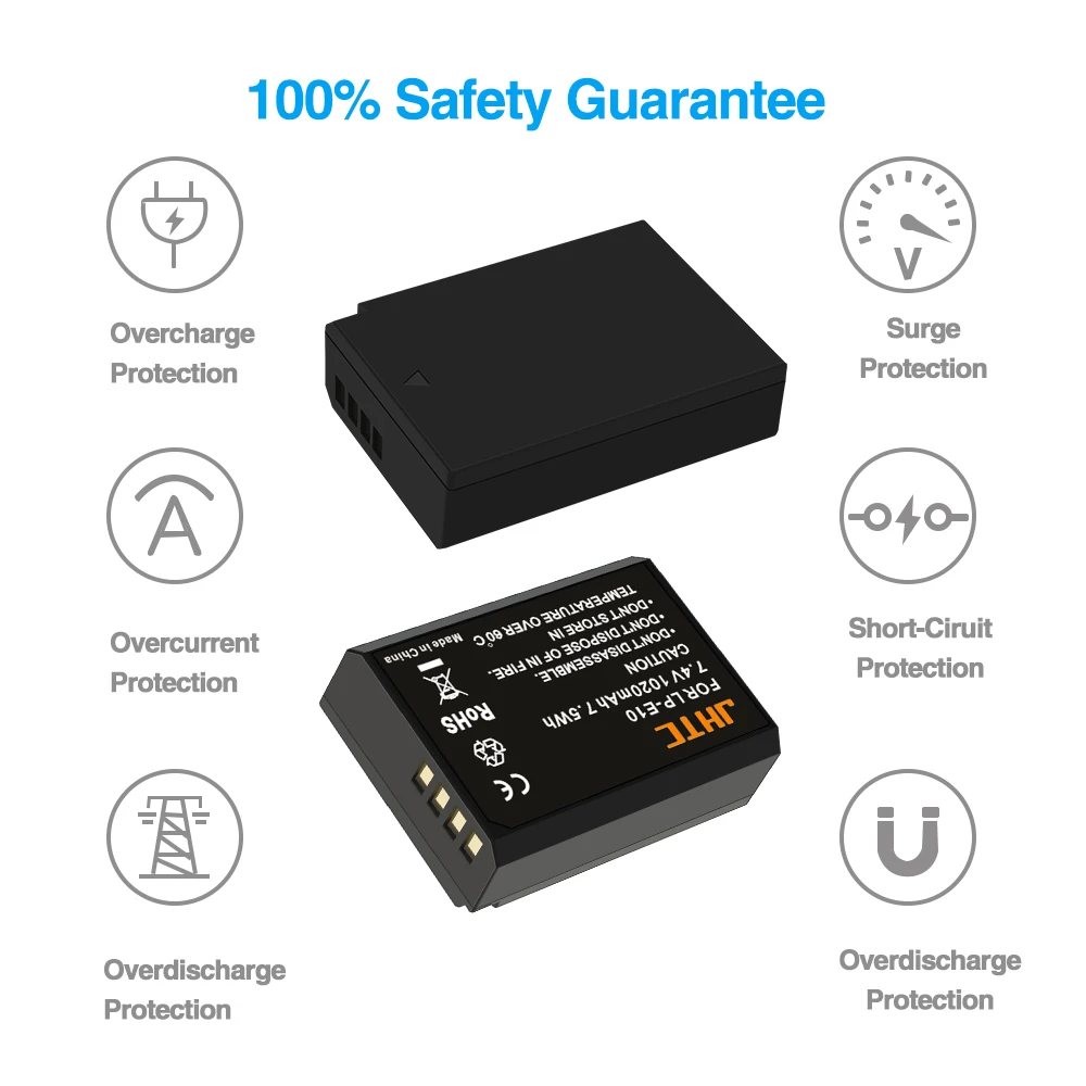 Аккумулятор LP-E10 LPE10 для камер Canon EOS Rebel T3 T5 T6 T7 1100D1200D 1300D Kiss X50 X70 на 1020 мАч с зарядным устройством.