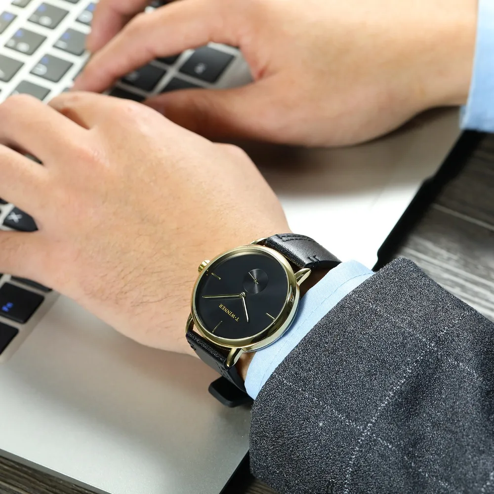 Мужские автоматические часы золотистые сетчатые с маленьким циферблатом секунд