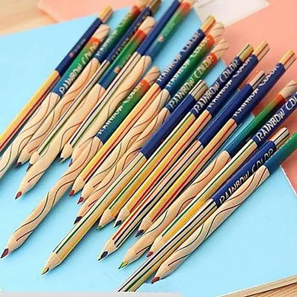

10Pcs Durable Rainbow Color Pencil 4 in 1 Colored Drawing Painting Accessory Set