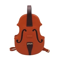 lady fun violin shape pu leather shoulder bag for teenage girls fashion backpack travel school pocket multiple using women pouch