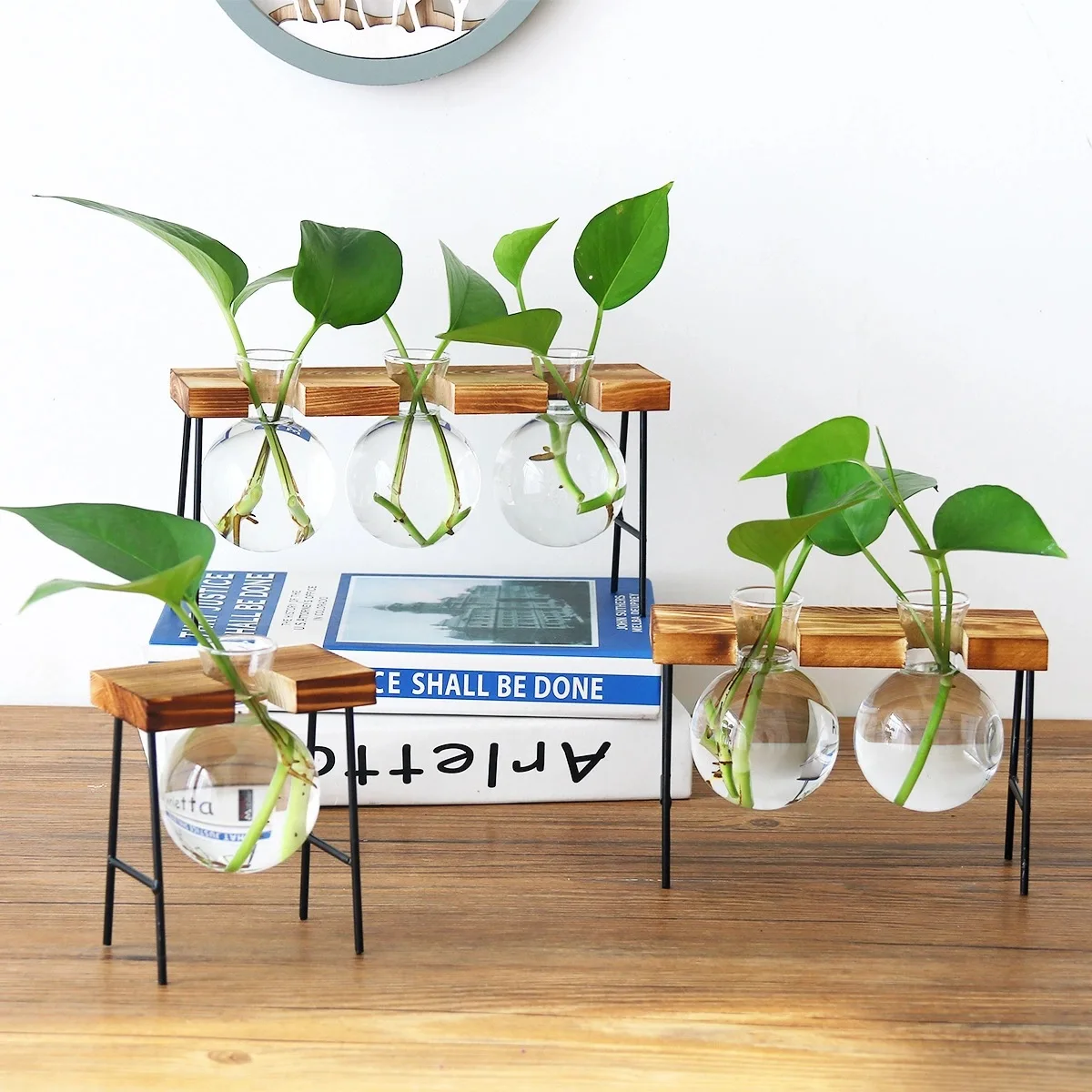 Terrarium Hydroponic Planter Vase Holder Wooden Frame Decoratio Glass Table Plant Bonsai Decor Flower Pots For Home | Дом и сад