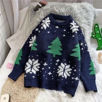 christmas costume snowflaker sweater women winter oversize pullove thicken knitted top navidad casual cartoon sweater jacket