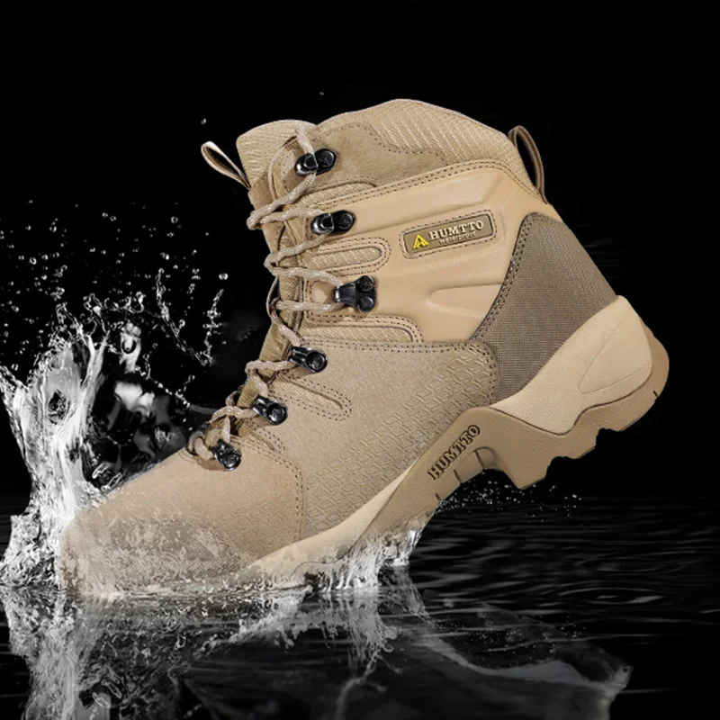 HUMTTO Brand Waterproof Hiking Shoes Men Sneakers Leather Tactical hunting Boots Male Winter Trekking Sport Climbing Mens Shoes