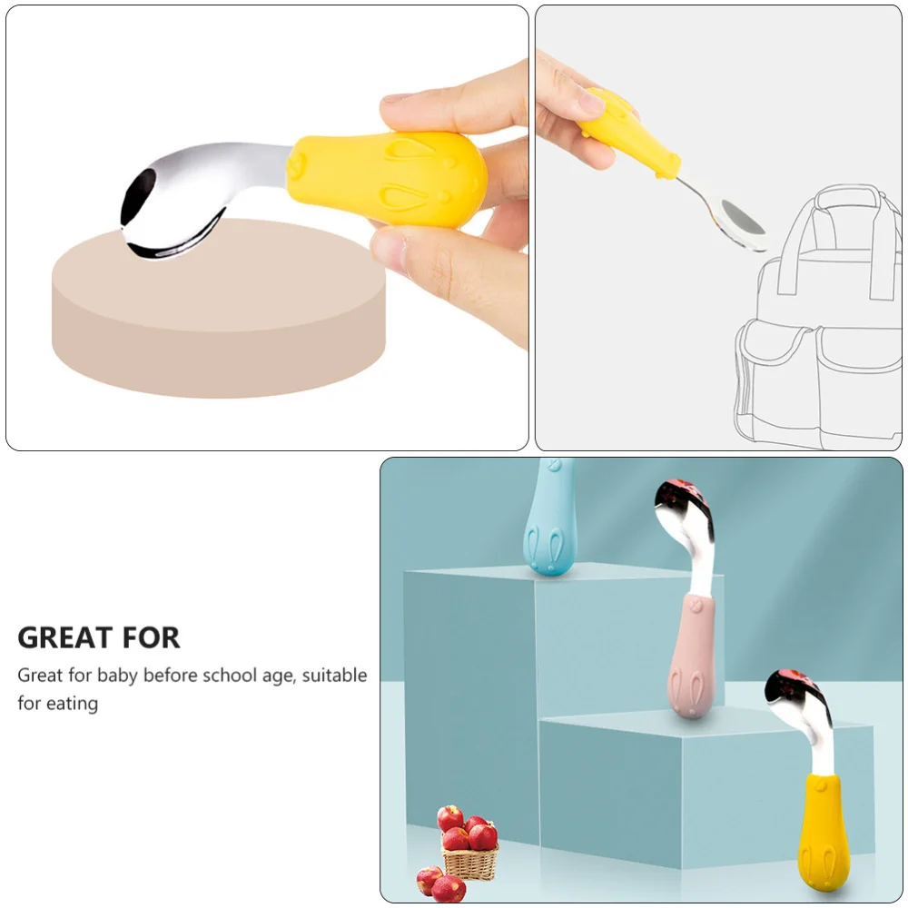 

2pcs Spoon Children Tableware Children Eating Spoon Baby Training Utensils