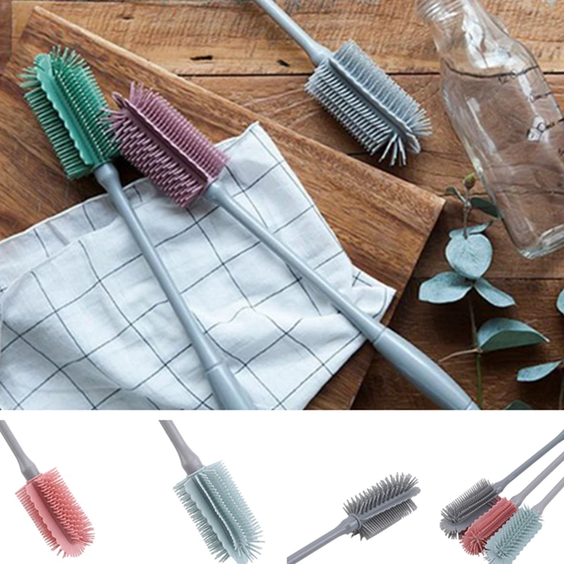 

Силиконовая щетка для чашек, кухонные чистящие инструменты, длинная ручка, лимонный стеклянный стакан, Чистящая губка, щетки, очиститель