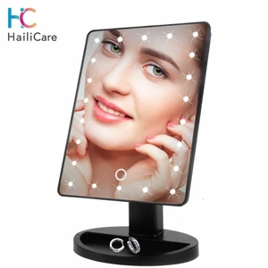 LED Touch Screen Makeup Mirror Professional Vanity Mirror with 16/22 LED Lights Health Beauty Adjustable Countertop 180 Rotating