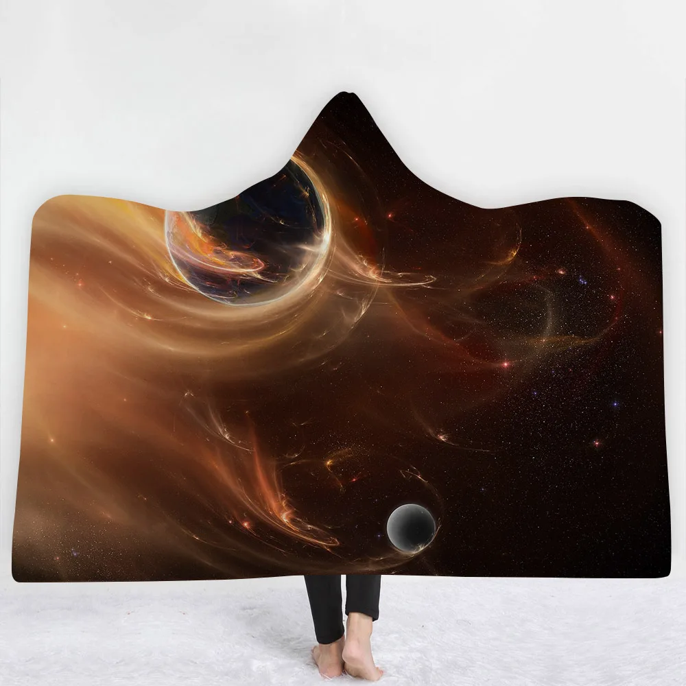 Одеяло с капюшоном Cosmic Galaxy, утепленный плащ из микрофибры, волшебная Сиеста, семейная одежда, одеяло для детей, Прямая поставка