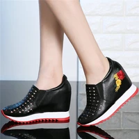 summer fashion sneakers women genuine leather wedges high heel ankle boots female round toe platform pumps shoes casual shoes