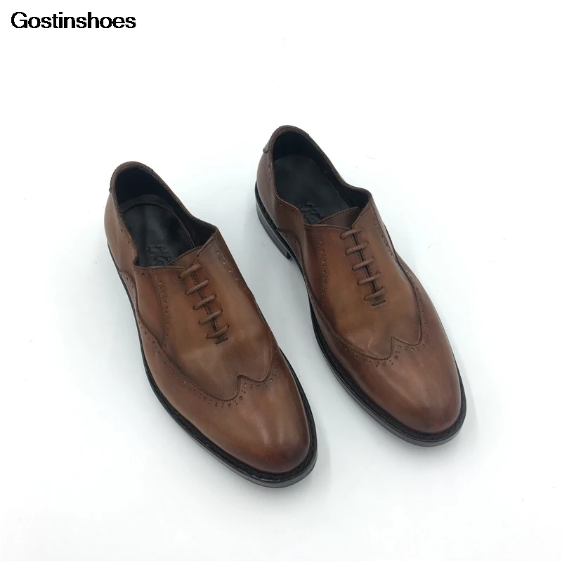 Goodyear/кожаные туфли Трендовая Мужская обувь Коровья кожа оксфорды на шнуровке в