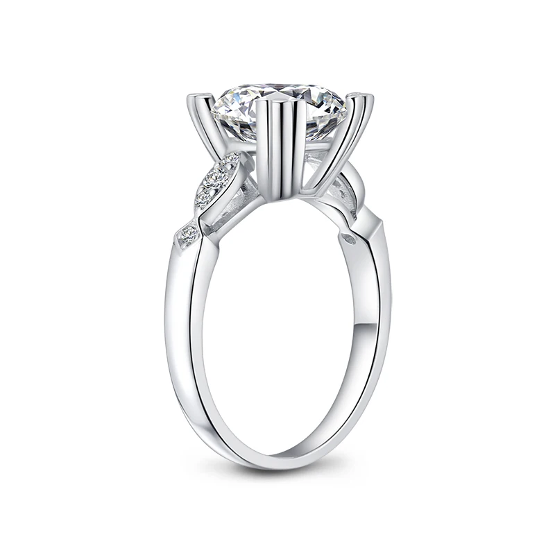 ANZIW 3.0 Carat Round Cut Ring Simulated Diamond Engagement Wedding Sterling Silver Cat Claws Prongs Jewelry for Women | Украшения и