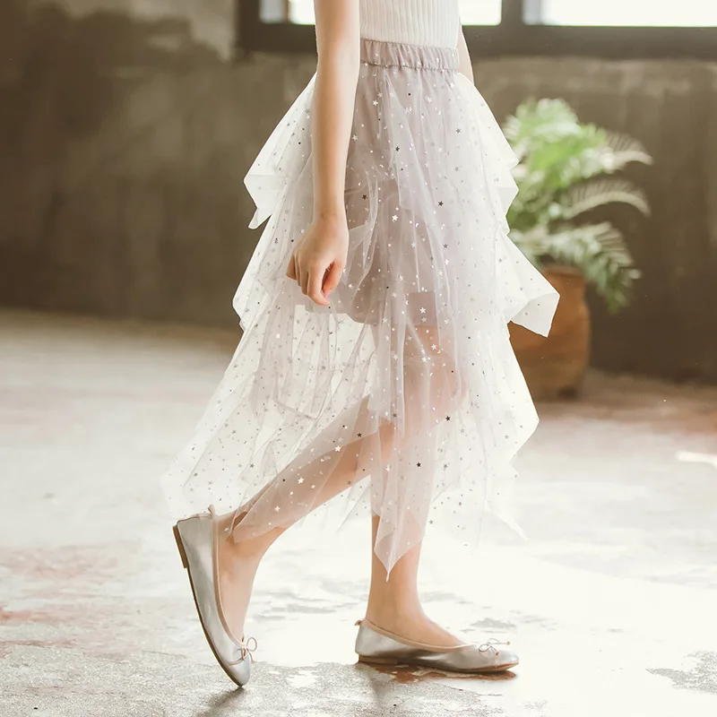 Новинка лета 2021 детская юбка для девочек необычная принцессы со звездами пляжная