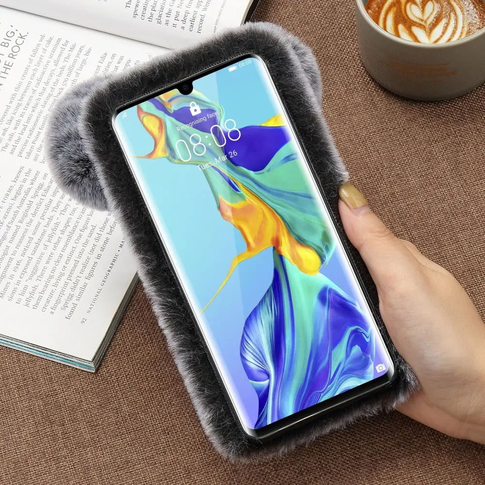 Роскошный милый чехол LAPOPNUT с объемным рисунком панды и теплым кроличьим мехом