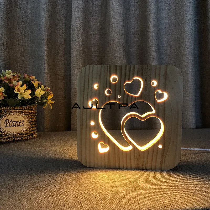 

10pcs New Baby Feet Ankle Craft Atmosphere Lamp Wooden Carved Hollow Night Light USB LED Baby Children Room Desktop Decoration