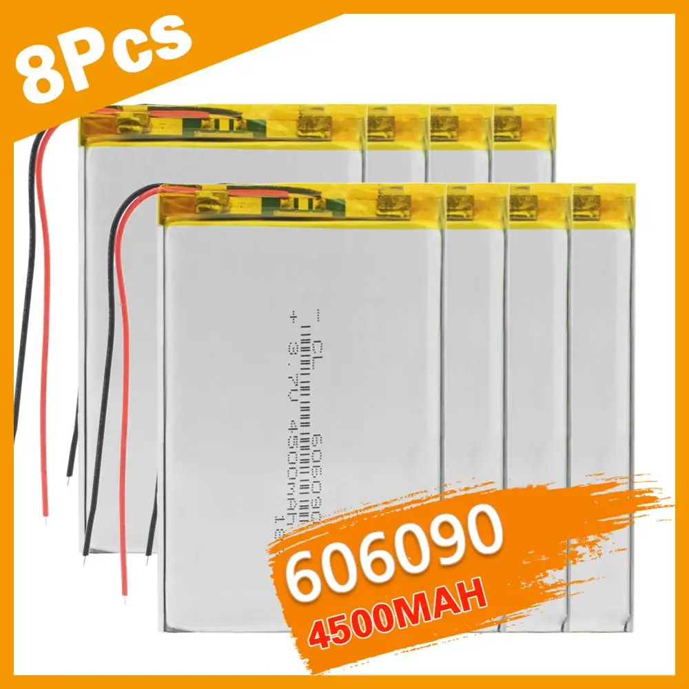 

3/4/8PCS 3.7v 4500mAh polymer lithium battery 606090 li-ion rechargeable battery With PCB For GPS Tablet DVD Camera Power Bank