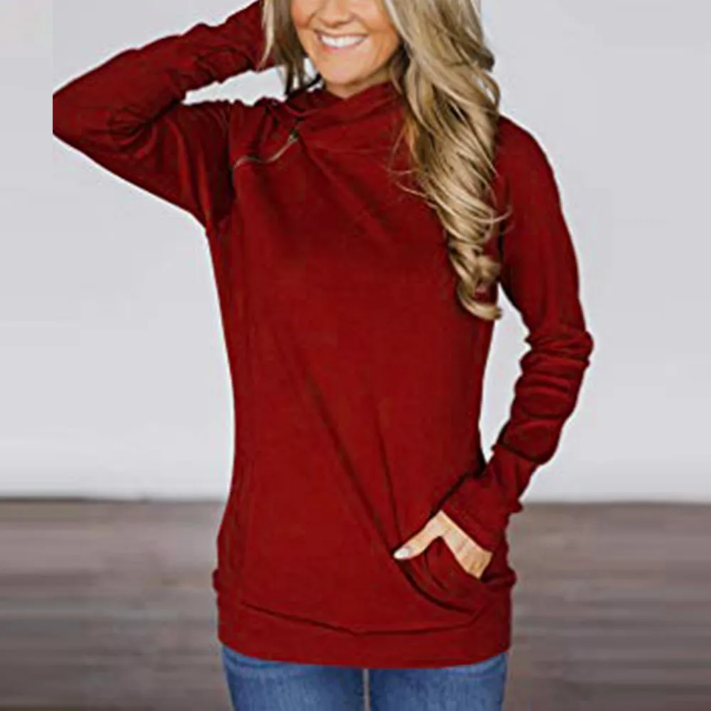 Лидер продаж шикарный дизайн женские повседневные однотонные толстовки с