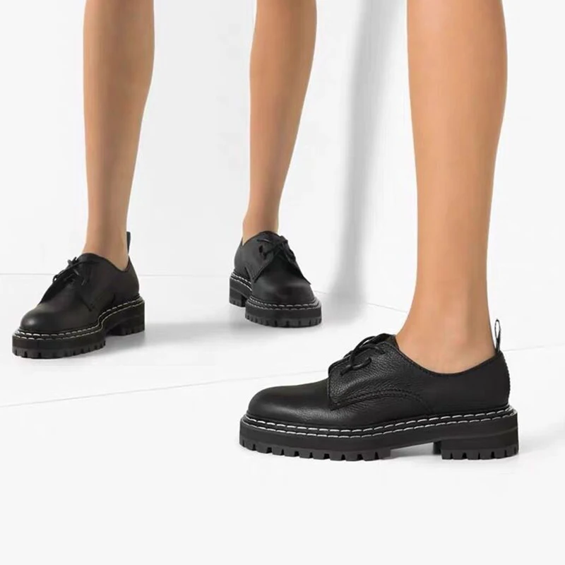 

KemeKiss 2021 Women Flats Real Leather Shoes Women Fashion Lace Up Round Toe Ladies Footwear Size 34-42