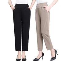 middle aged old women spring summer pants thin elastic waist loose cotton mother pants casual female trousers plus size 5xl 1842