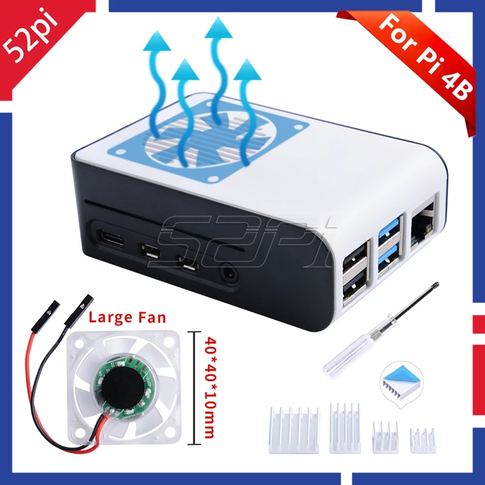 Чехол с пряжкой из АБС пластика 52Pi Корпус Корпуса для Raspberry Pi 4 Model B бликовым