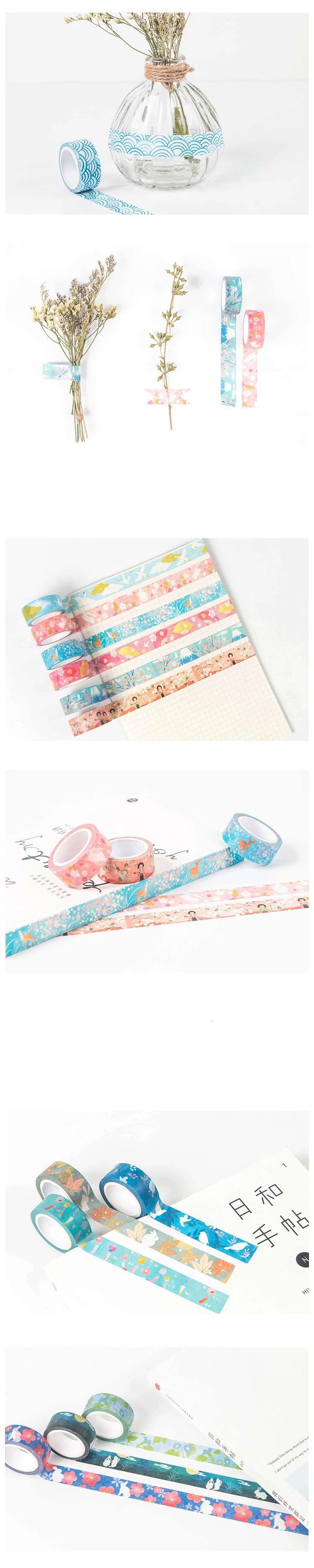 JIANWU 15 мм X 10 м японский набор декоративного скотча Васи kawaii украшения DIY стикеры японские канцелярские принадлежности Школьные принадлежности милые