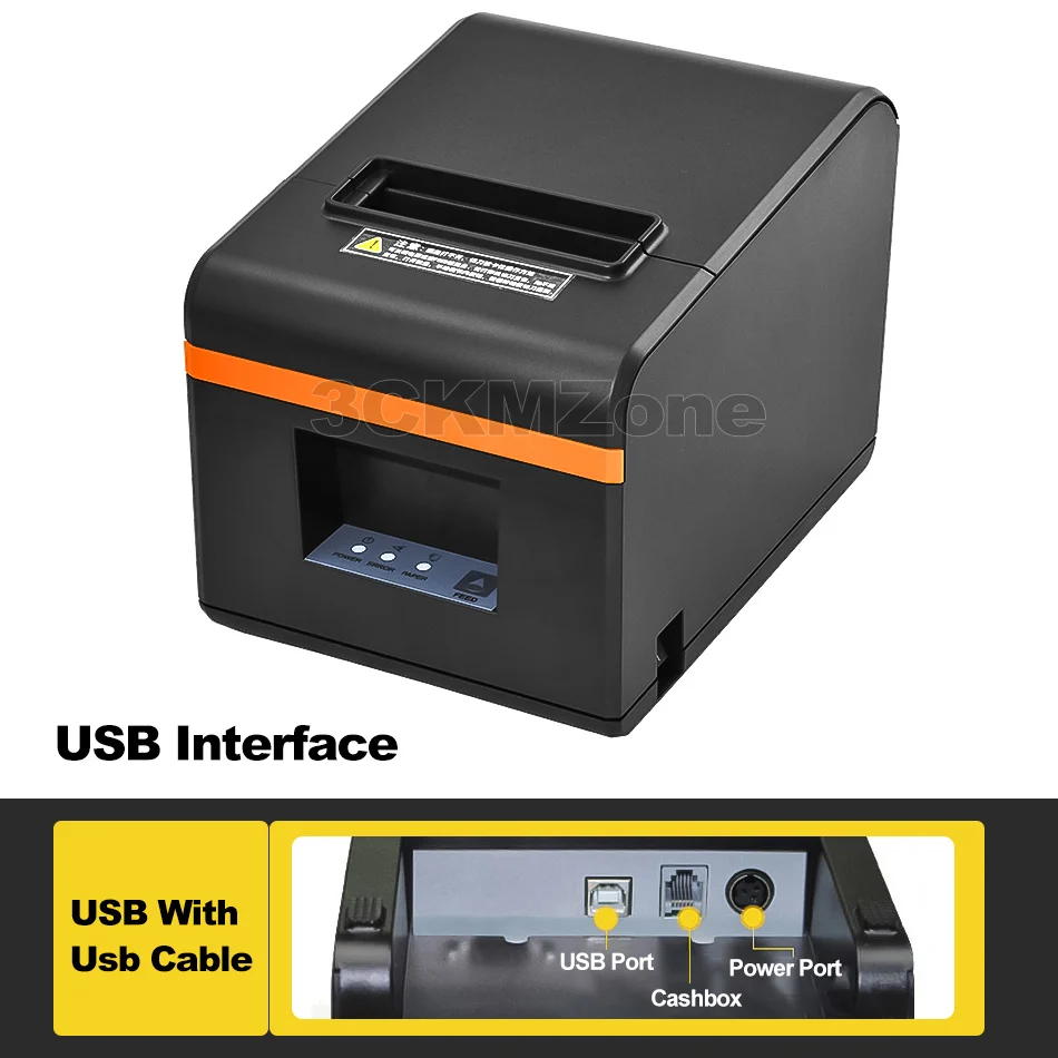 USB Port 80 мм Термопринтер автоматический резак чековый принтер маленький билетный штрих-код чековый POS принтер с USB или Ethernet портом - Цвет: USB Port