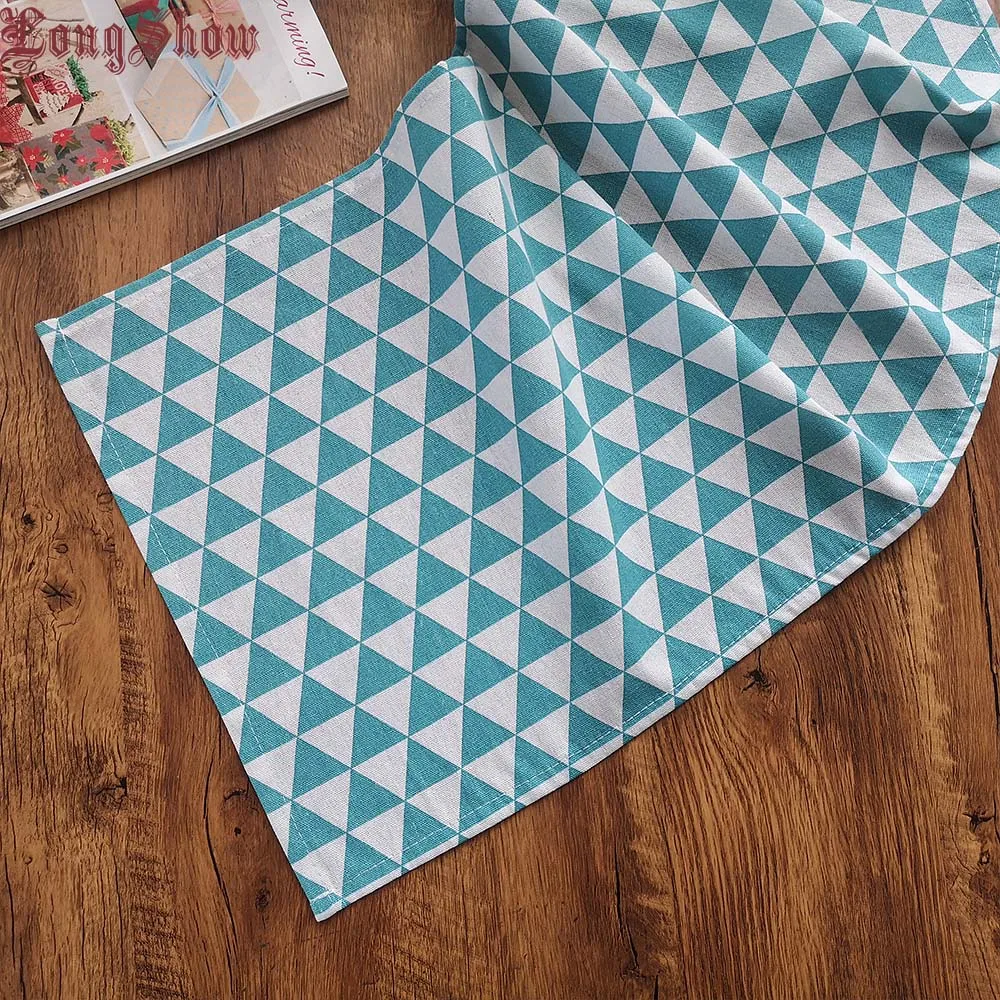Свежий желтый доска цветок Dot Pattern древесины с геометрическим принтом 33x145 cm хлопок белье Настольная дорожка