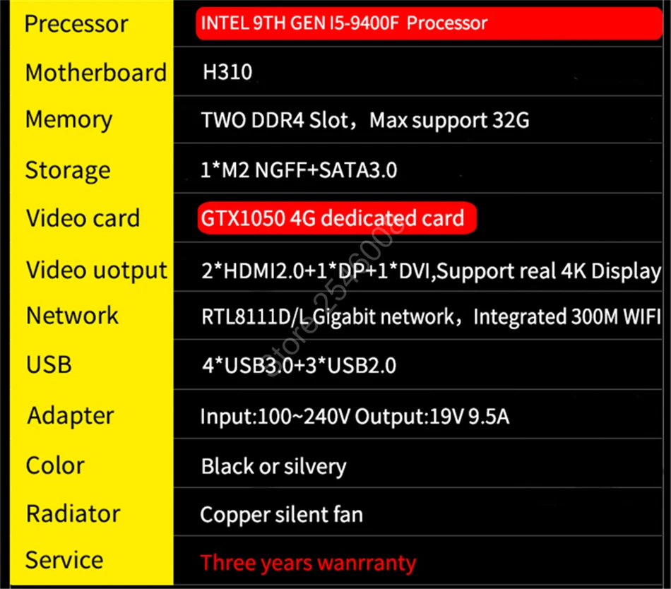 Игровой компьютер Intel i5-9400F i7 8700 i3 9100F i9 9900 Nvidia GTX1050 4 Гб процессор 2* DDR4 Max 64 Гб 2* HDMI 2,0 1* VGA 1* HDMI, DVI ПК