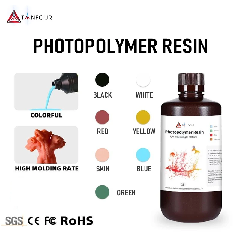 Tianfour 405nm UV Resin For 3D Printer Photon Photon-S 3D Printing Material Multicolor LCD UV Sensitive Resin 1L Per Bottle
