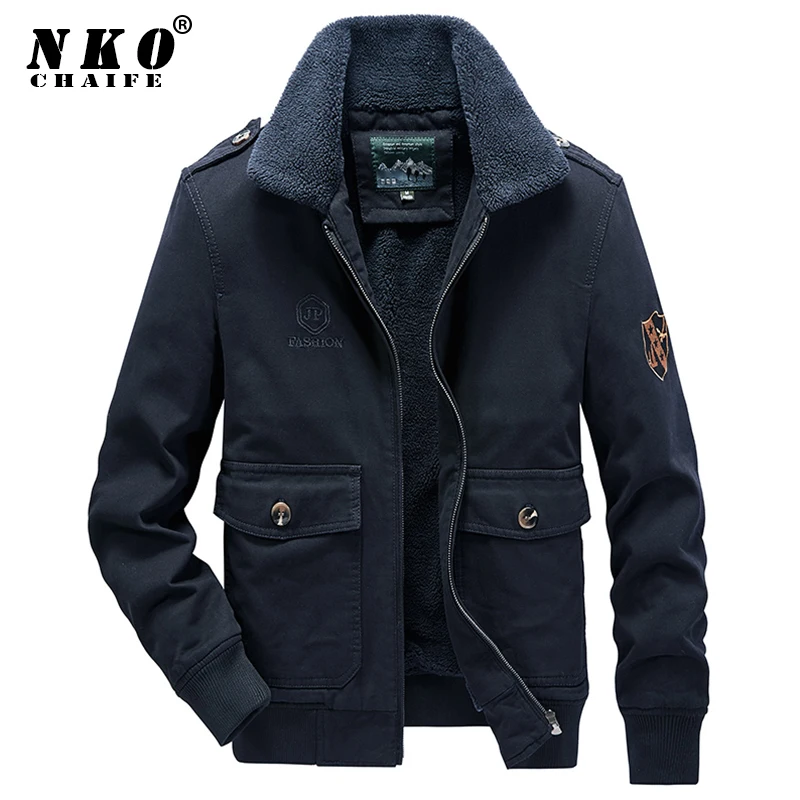 

CHAIFENKO Brand Men's Bomber Jacket Parka Coat Men Winter Thick Warm Fleece Military Coat Men Fur Collar Army Tactics Jacket Men