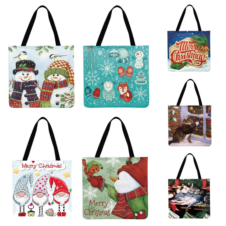 Сумка-шоппер на одно плечо с принтом Санты новый год Рождество | Дом и сад